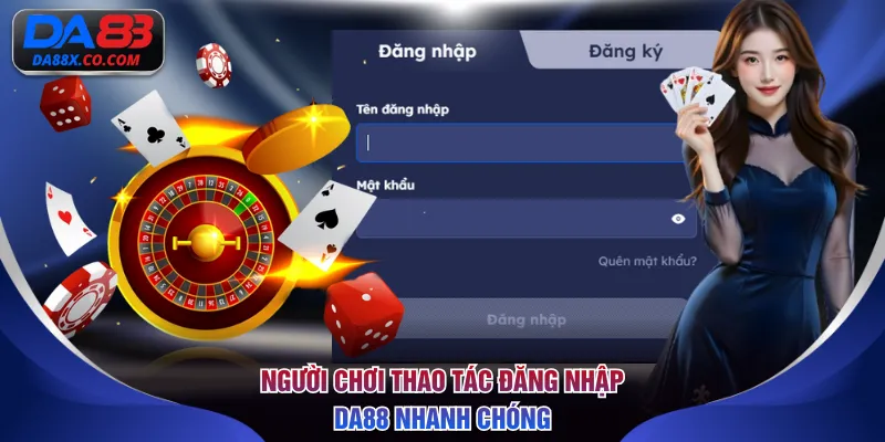 Người chơi thao tác đăng nhập DA88 nhanh chóng