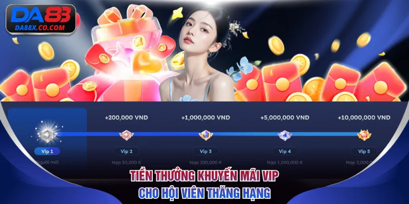 Tiền thưởng khuyến mãi VIP cho hội viên thăng hạng