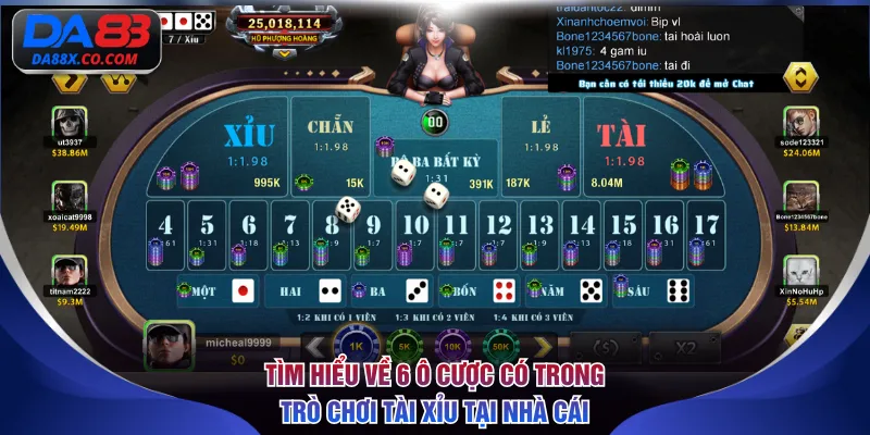 Tìm hiểu về 6 ô cược có trong trò chơi Tài Xỉu tại nhà cái